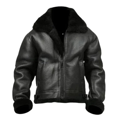 Men's Airforce Flight Faux Shearling Leather Jacket image 0