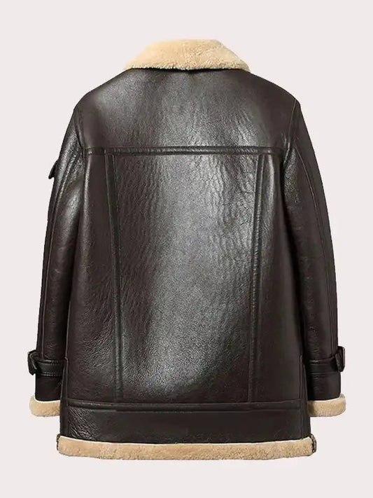 Mens Brown Sheepskin Shearling Long Jacket image 0