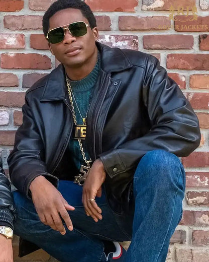 Black Mafia Family Terry Leather Jacket image 1