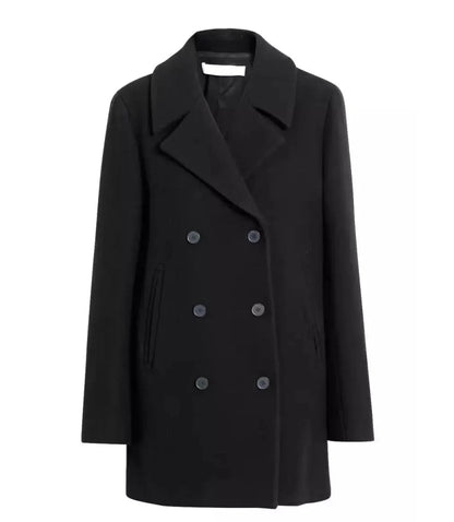 Shalon Women's Black Double Breasted 3/4 Length Wool Coat image 0