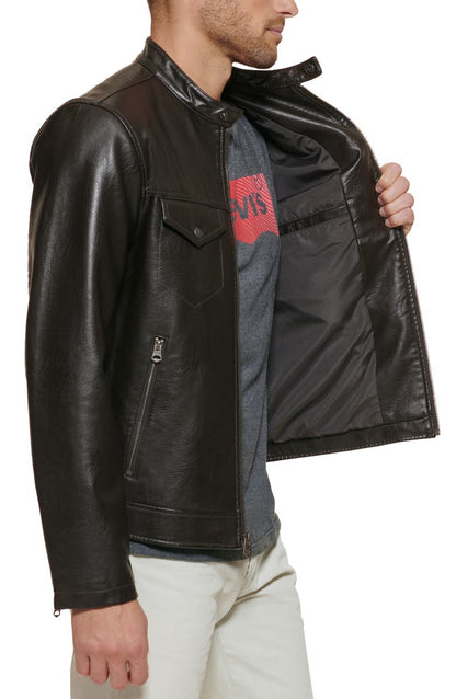 Water Resistant Faux Leather Racer Jacket image 4