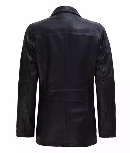 Bristol Women's Black 3/4 Length Leather Car Coat image 4