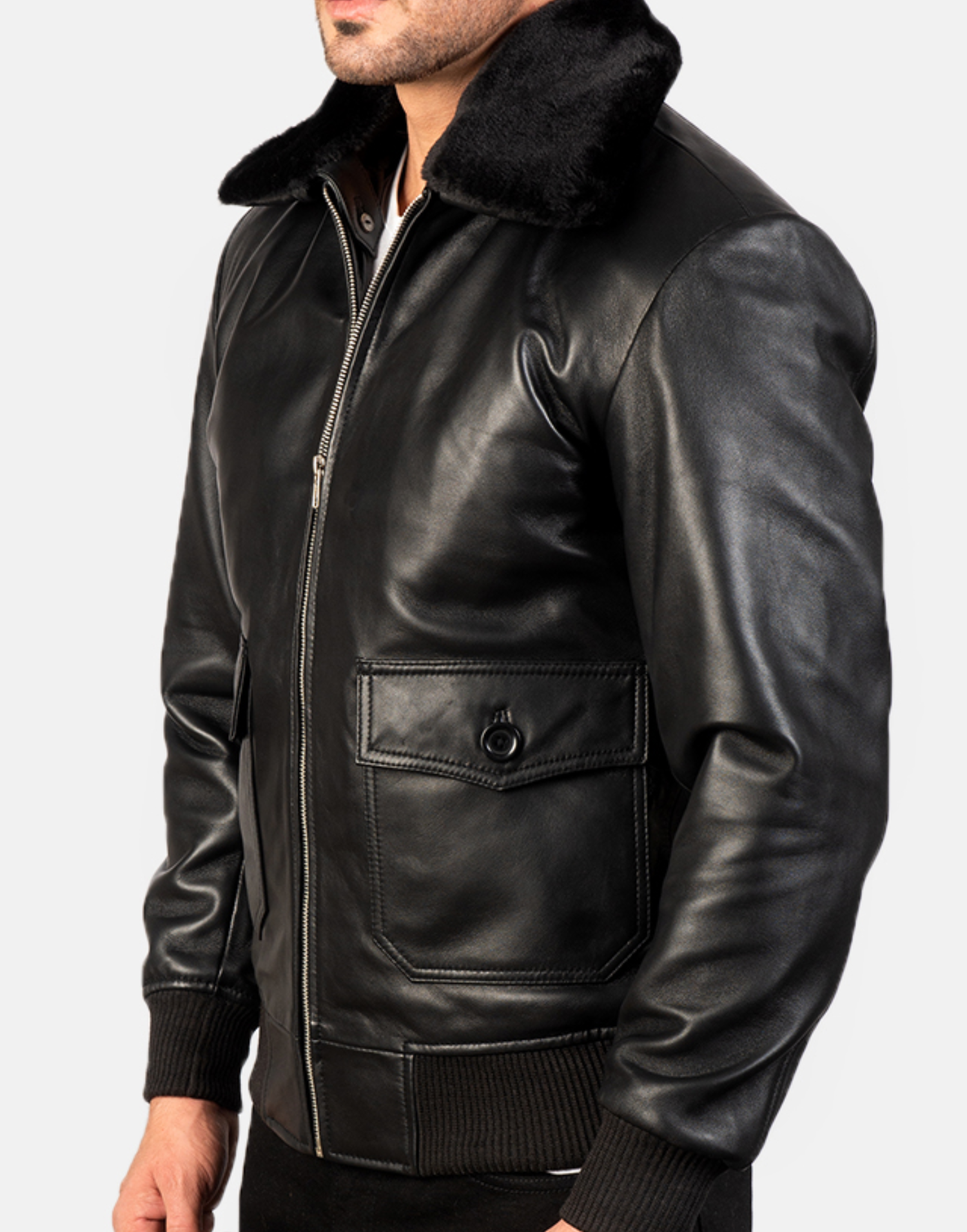 Airin G-1 Black Leather Bomber Jacket image 2