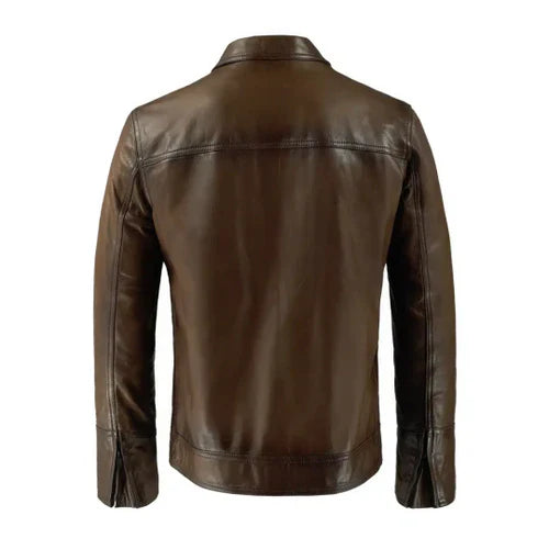 Men's Vintage Phonics Brown Leather Jacket image 1