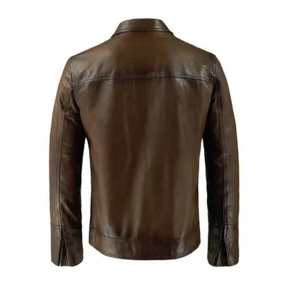 Men's Vintage Phonics Brown Leather Jacket image 1