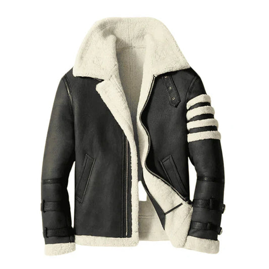 Men's B3 Faux Shearling Black & White Bomber Jacket image 0