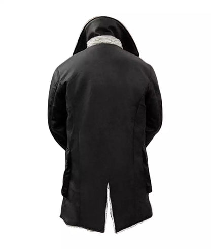 Men's Bane Black Genuine Leather Winter Coat - Swedish Bomber Jacket image 1