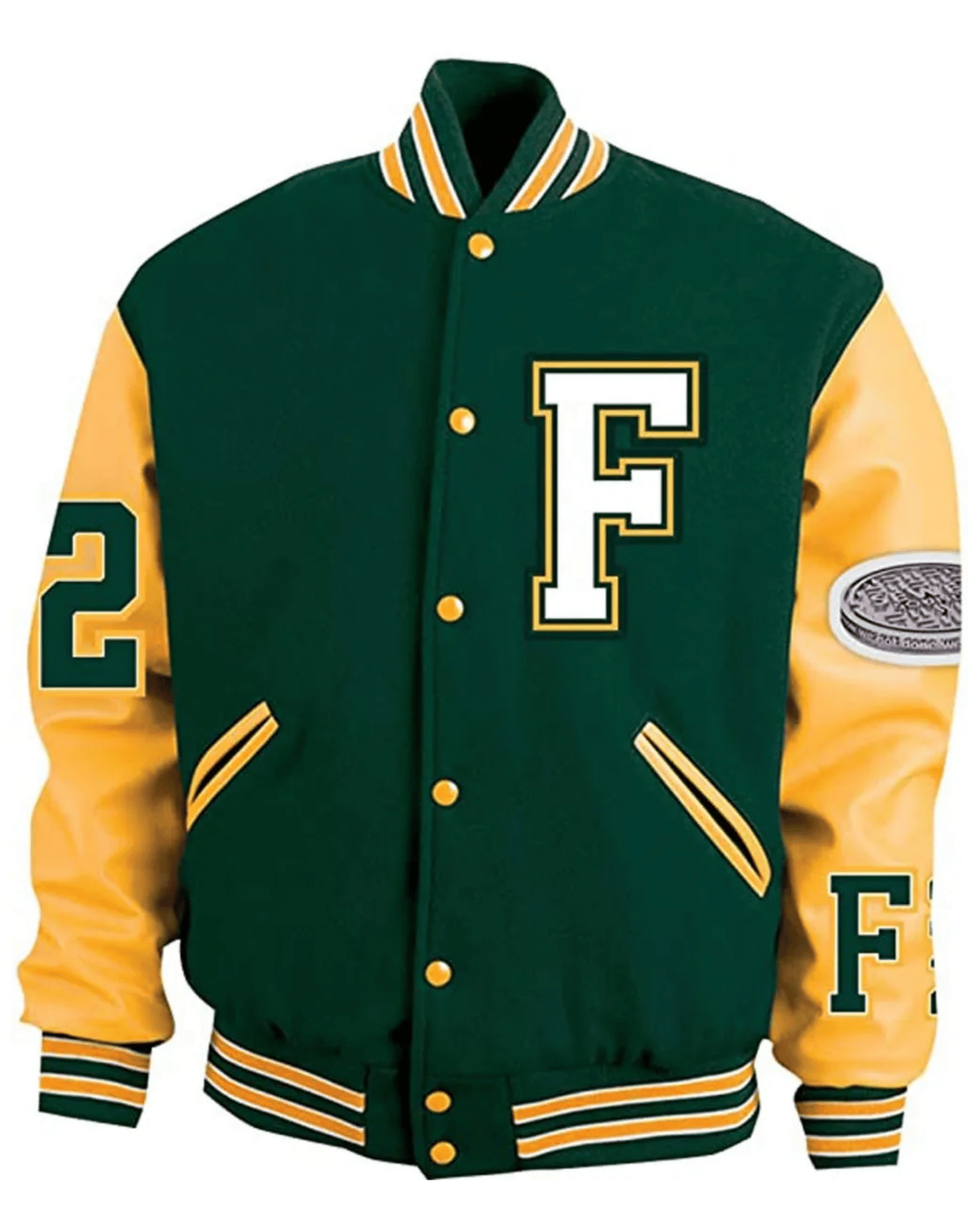 ASAP Ferg Floor II Seats Green and Yellow Letterman Varsity Jacket image 0