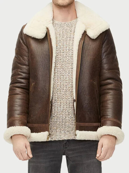 Alex Brown Sheepskin Shearling Aviator Leather Jacket image 0
