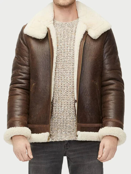 Alex Brown Sheepskin Shearling Aviator Leather Jacket image 0