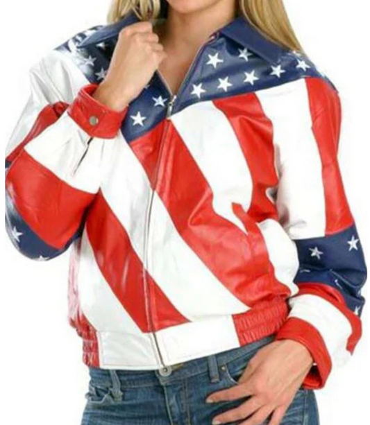 Women's American Flag Leather Jacket image 0