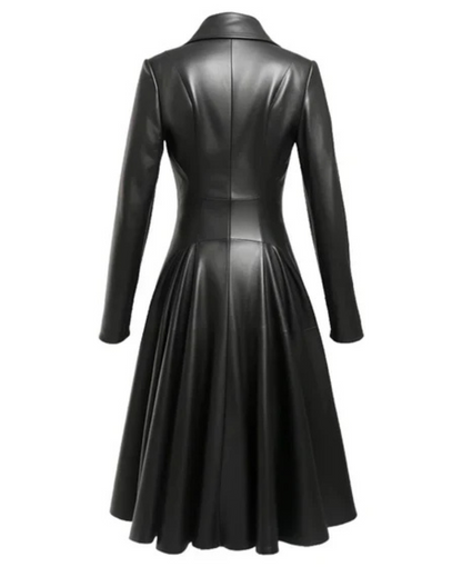 Women's Black Nexa Long Leather Coat image 1