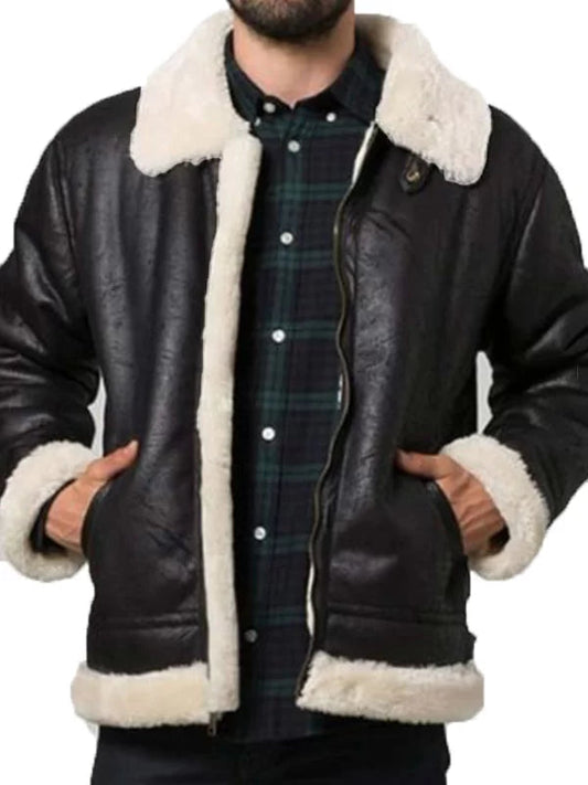 Mens Bomber Aviator Shearling Jacket image 0