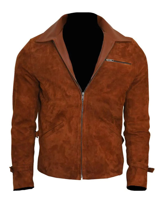 Brown Genuine Suede Leather Jacket image 0