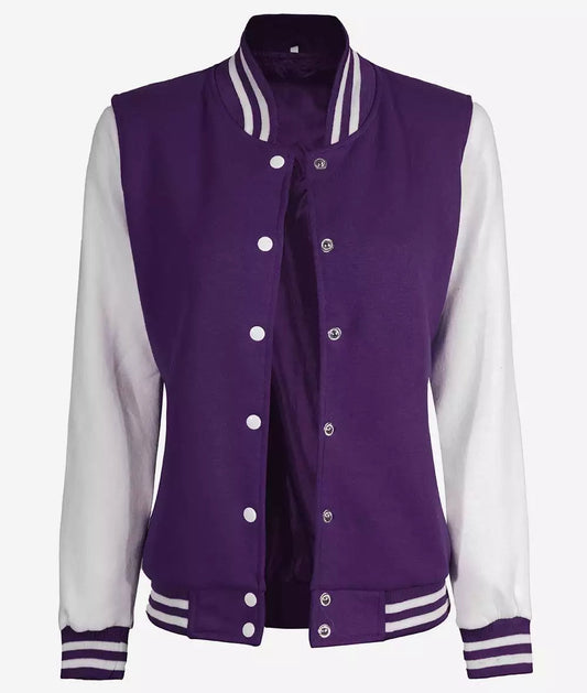 Women's Purple and White Varsity Jacket - Baseball Style image 0