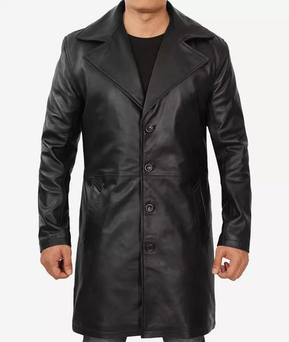 Men's Premium Lambskin Real Leather Black Coat image 0