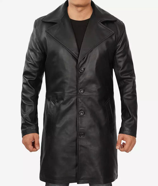Men's Premium Lambskin Real Leather Black Coat image 0