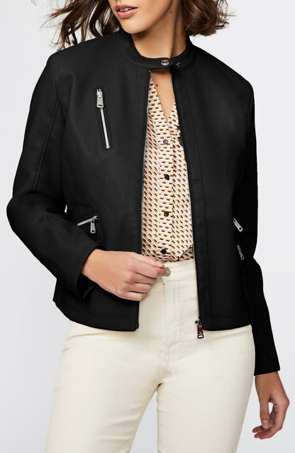 Zip Detail Faux Leather Jacket image 1