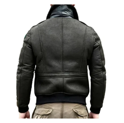 Men's B3 RAF Aviator Bomber Faux Shearling Leather Jacket image 1