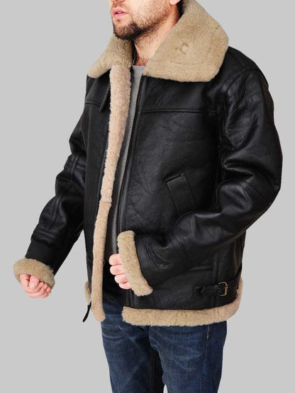 B3 Flying Aviator Men Shearling Jacket image 4