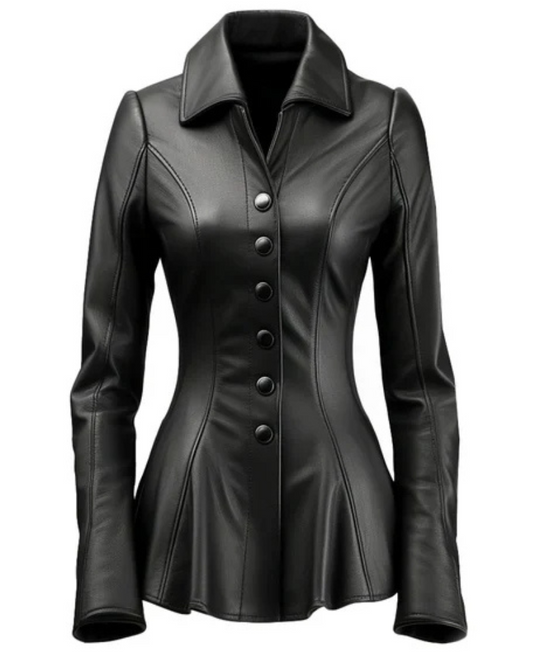Women's Black Falk Long Leather Trench Coat image 0