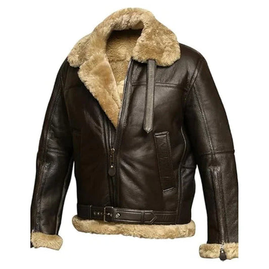 Men's RAF Flight Aviator Faux Shearling Leather Jacket image 0