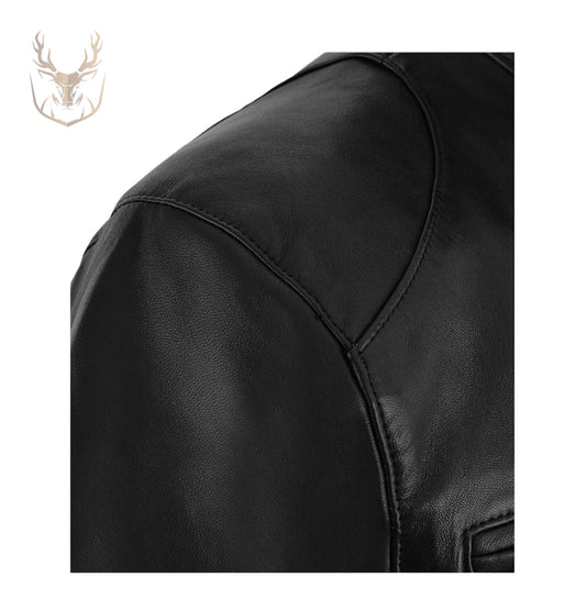 Prime Black Cafe Racer Leather Jacket For Men.