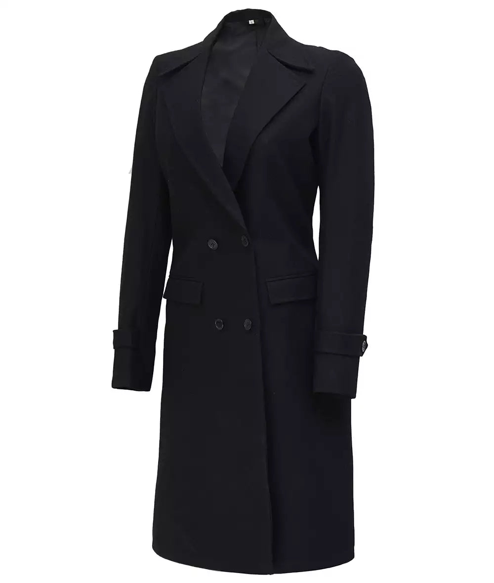 Stephany Women’s Black Double-Breasted Wool Coat image 1