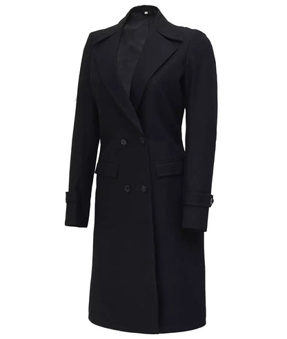 Stephany Women’s Black Double-Breasted Wool Coat image 1