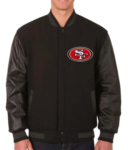 49ers Black Varsity Jacket image 1