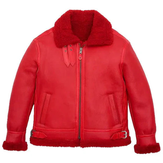 Men's B3 Faux Shearling Military Red Bomber Jacket image 0