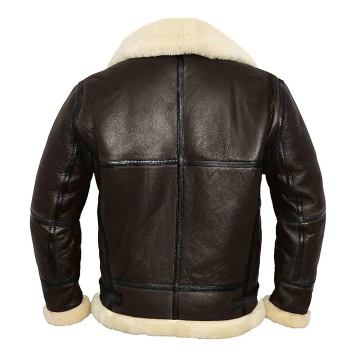 Men's Aviator Faux Shearling Real Leather Jacket image 1