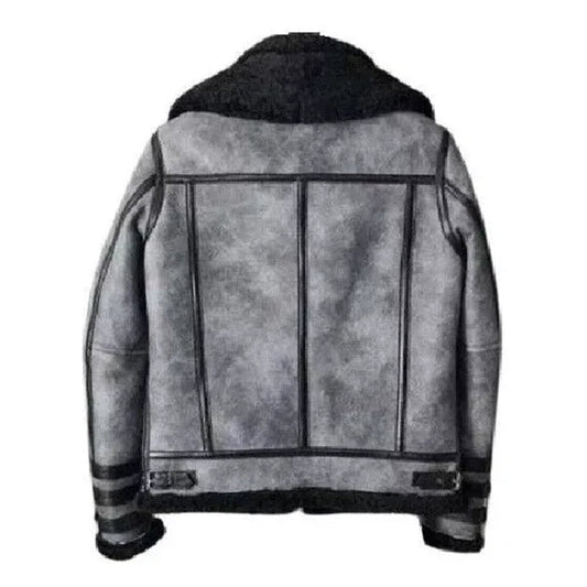 Men's B3 Faux Shearling Overcoat Grey Leather Jacket image 1