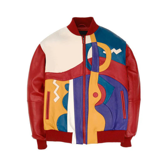 Men's Stylish Red Pecaso With Beige Leather Jacket image 0