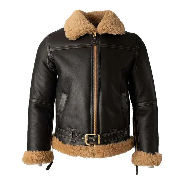 Men' 1940s B3 Bomber Battle Faux Shearling Leather Jacket image 0