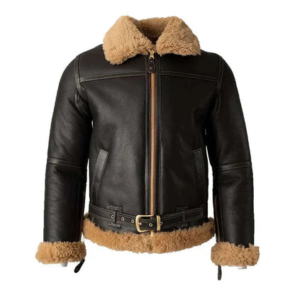 Men' 1940s B3 Bomber Battle Faux Shearling Leather Jacket image 0