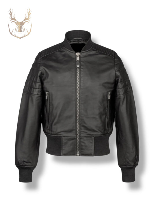 Midnight Black Bomber Jacket For Women.