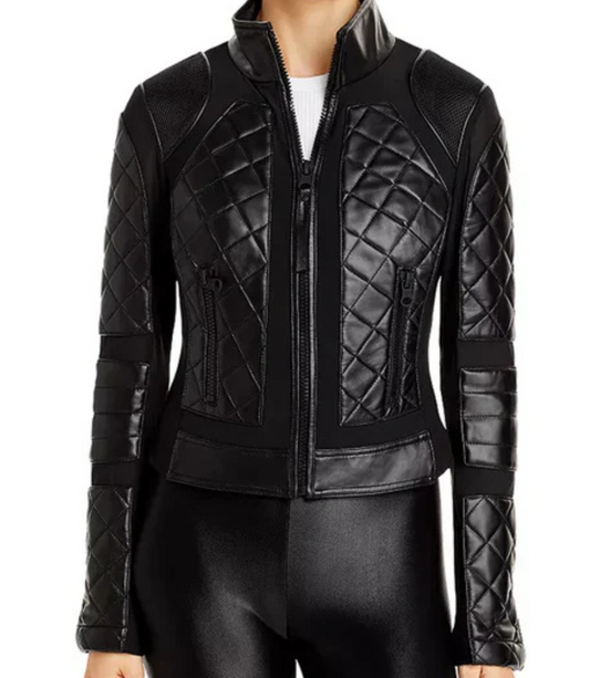 Women's Blanc Noir Moto Leather Jacket image 0