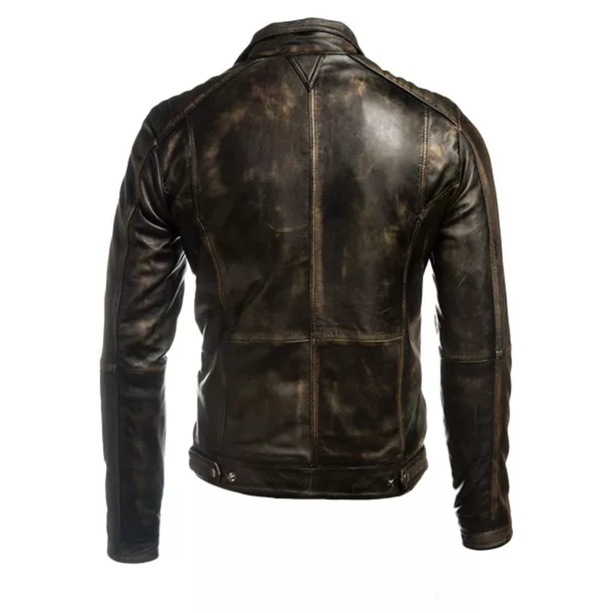 Men’s Vintage Biker Retro Motorcycle Distressed Leather Jacket image 1