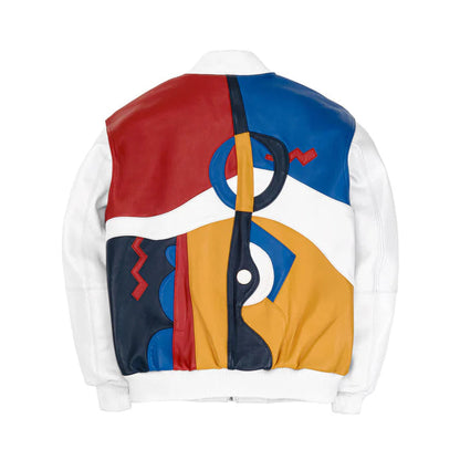 Men's Stylish White Pecaso With Red Leather Jacket image 1