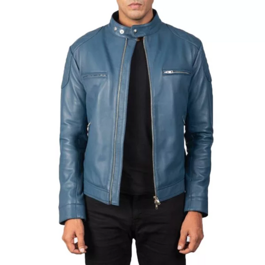 Blue Quilted Jacket Mens image 0
