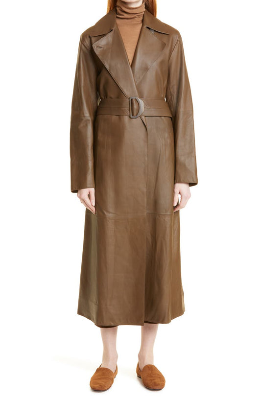 Belted Leather Trench Coat image 0