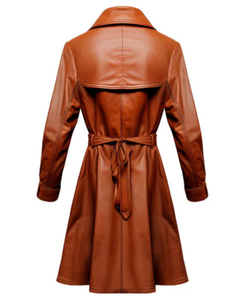 Women's Brown Echelon Long Leather Coat image 1