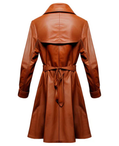 Women's Brown Echelon Long Leather Coat image 1