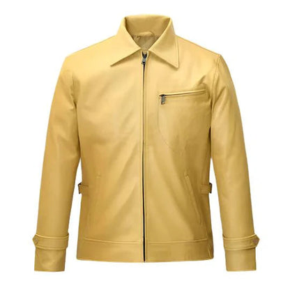 Men's Burn Beige Leather Jacket image 0