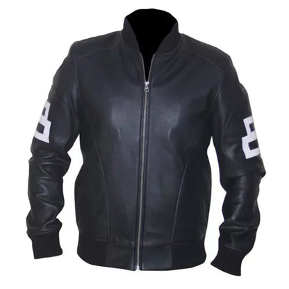 8 Ball Black Cowhide Bomber Leather Jacket image 0
