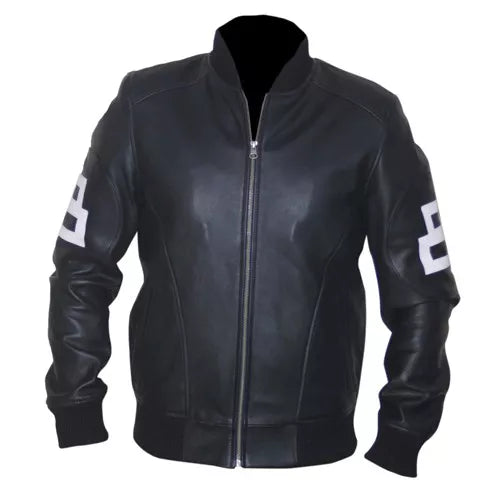 8 Ball Black Cowhide Bomber Leather Jacket image 0