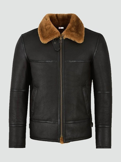 Mens Traditional Shearling Leather Jacket image 0