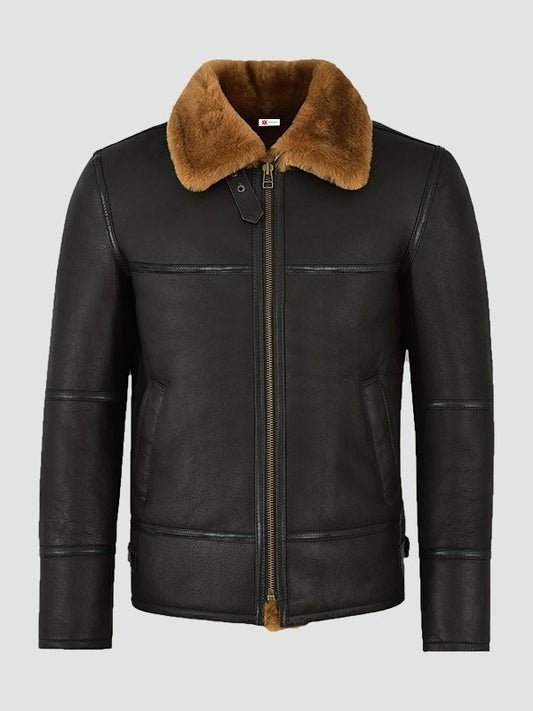Mens Traditional Shearling Leather Jacket image 0