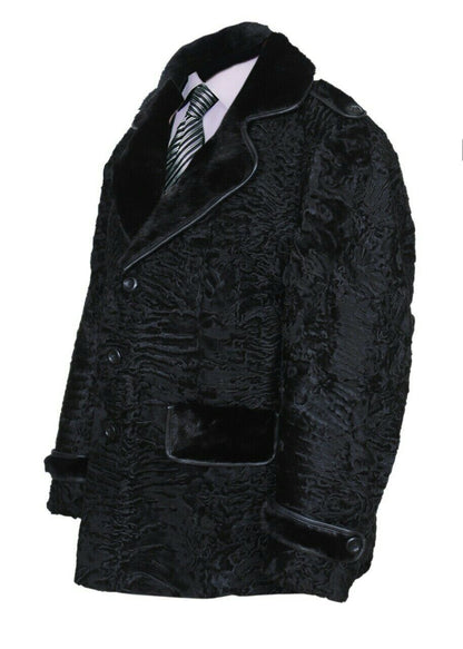 Black Real Persian fur coat jacket Black Mink Fur straps image 2